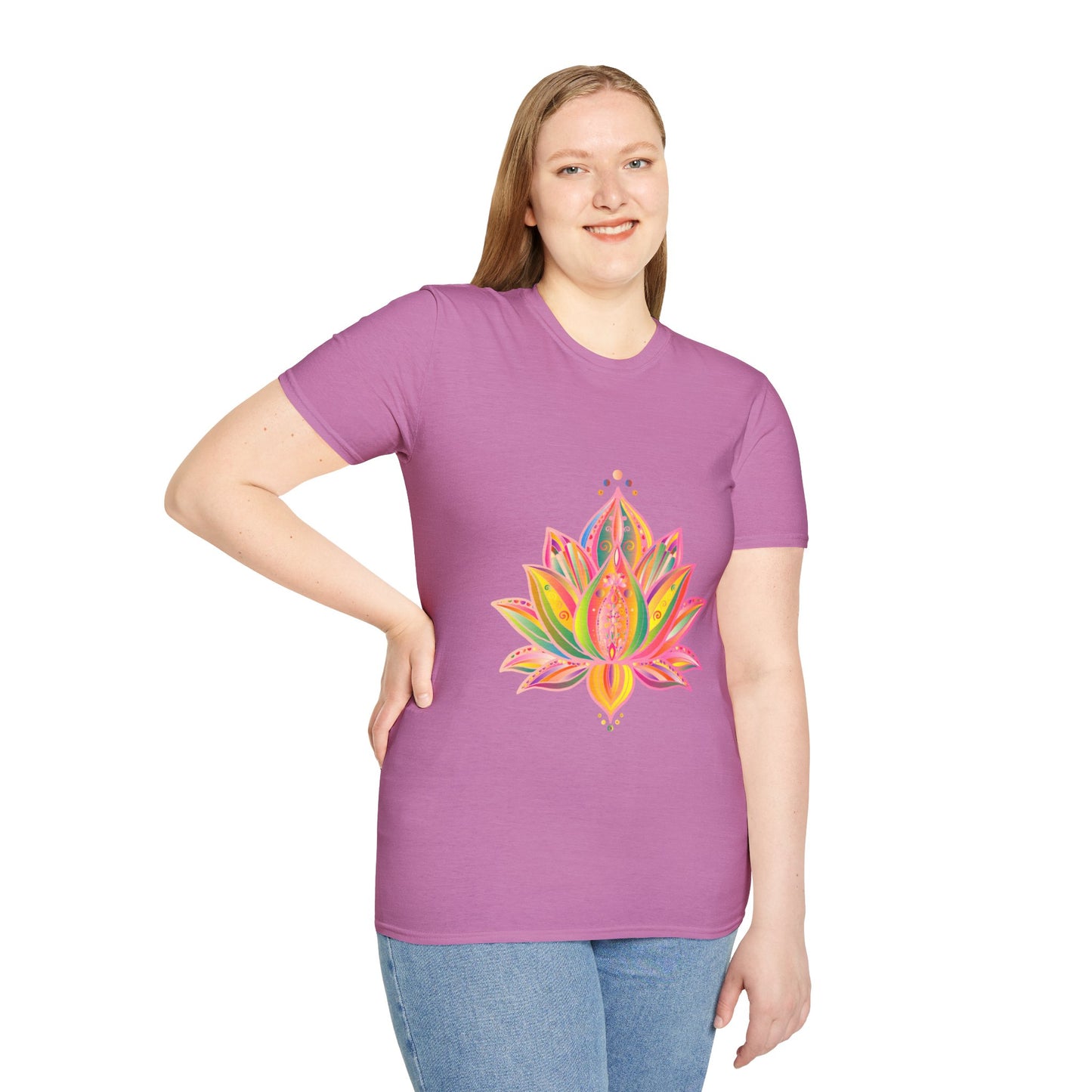 Lotus Mandala Unisex T-Shirt - Hand-Drawn Unique Design - Blululi - Beautiful blue t-shirt with intricate lotus mandala design for all genders