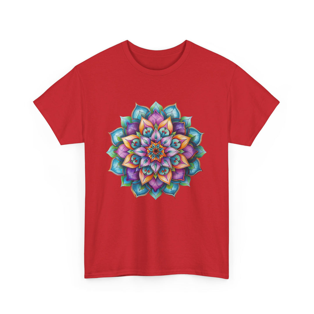 Inspiring Mandala Art Yoga Mindfulness - Unisex Heavy Cotton Tee for promoting mindfulness and meditation practices