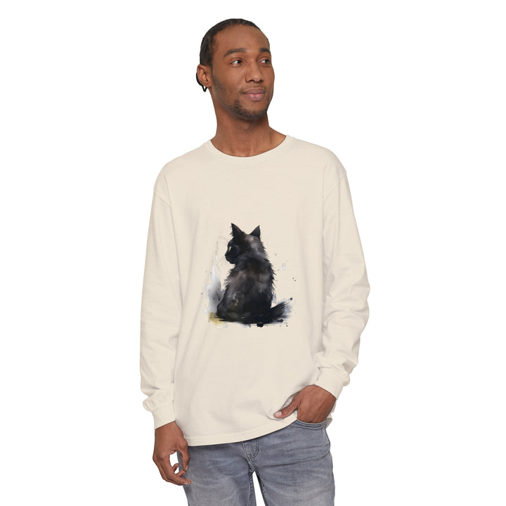 Black Cat Watercolor Dream Long Sleeve T-Shirt - Women's Fashion Apparel