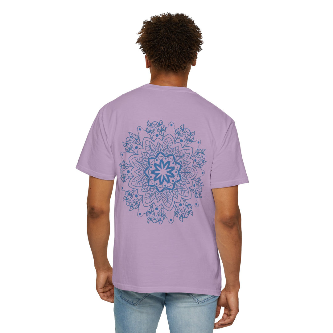 Handmade Mandala Art Tshirt - Unisex Garment-Dyed Tee featuring a vibrant, intricate mandala design on a comfortable, high-quality cotton tee