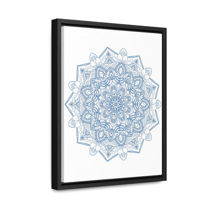 Beautiful Mandala Handmade Art in Steel Blue, perfect for vertical wall display