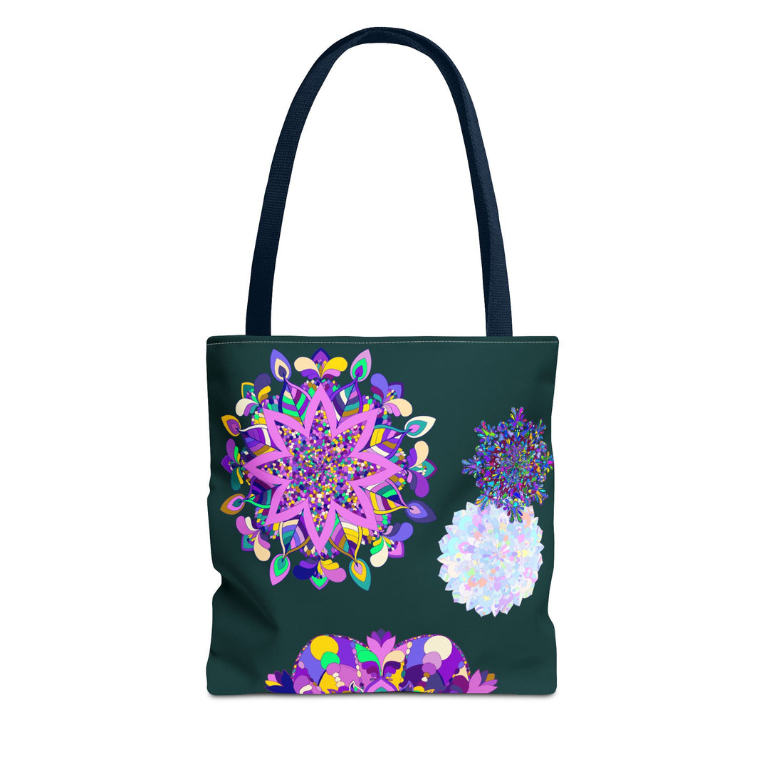 Colorful mandala tote bag with intricate design, perfect for carrying your essentials in style