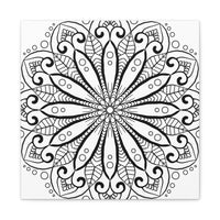 Handmade Mandala Art on Matte Canvas in Black & White