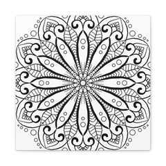 Handmade Mandala Art on Matte Canvas in Black & White