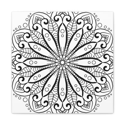 Handmade Mandala Art on Matte Canvas in Black & White