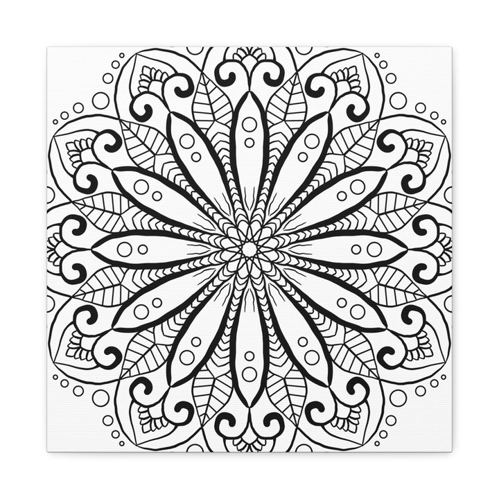 Handmade Mandala Art on Matte Canvas in Black & White