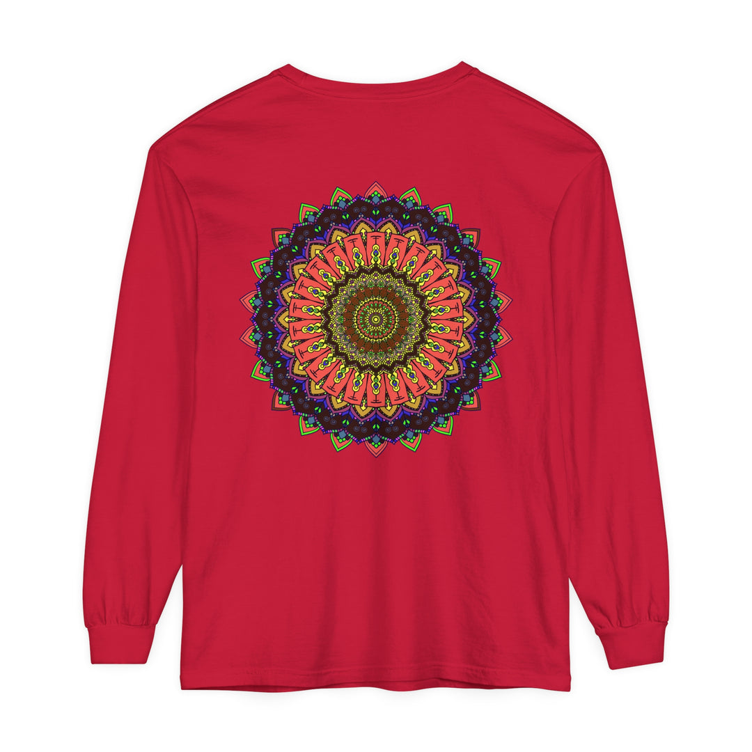 Intricate Mandala Long Sleeve T-Shirt - Colorful Design with Detailed Geometric Patterns and Vibrant Colors