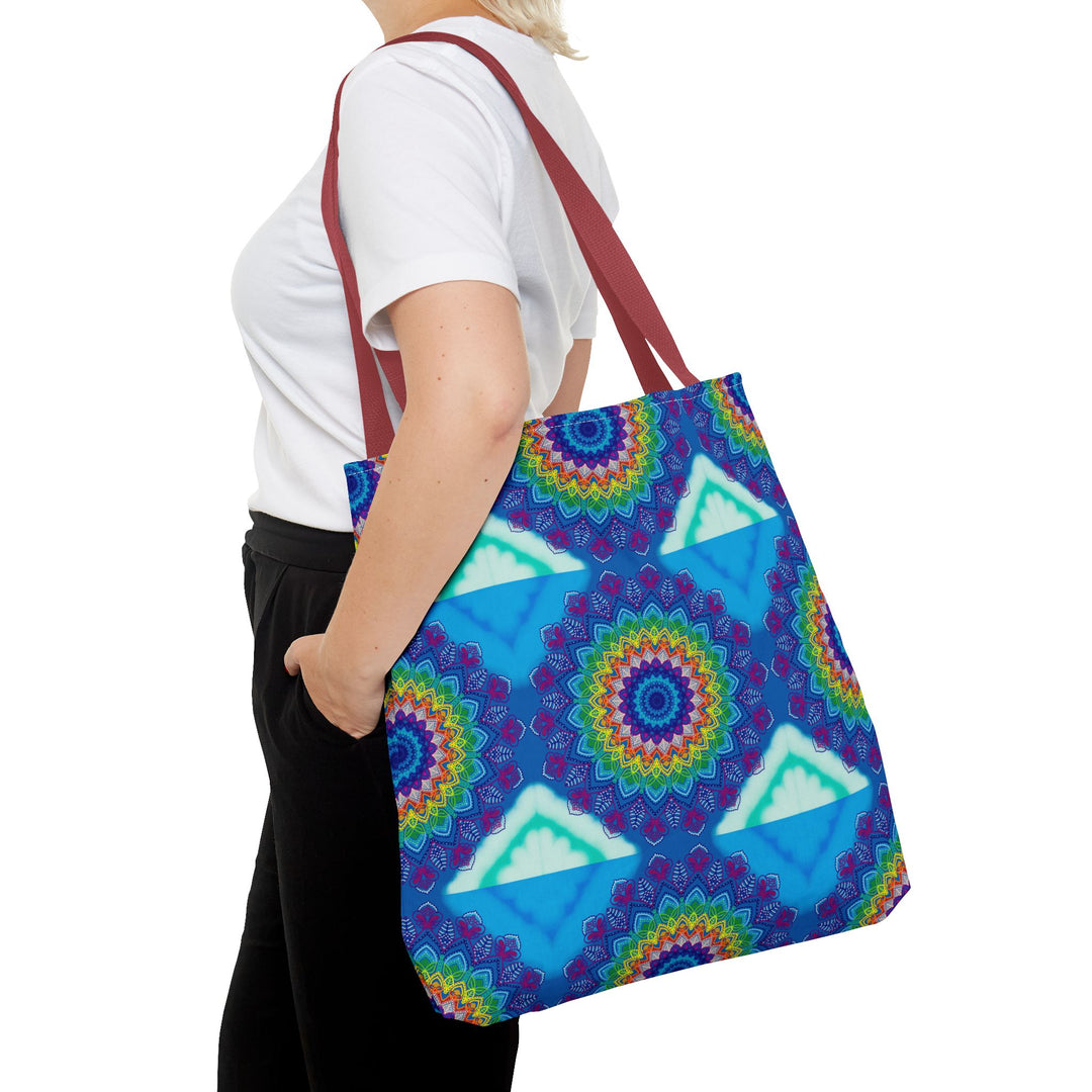 Beautiful and vibrant mandala patterned tote bag in various colors