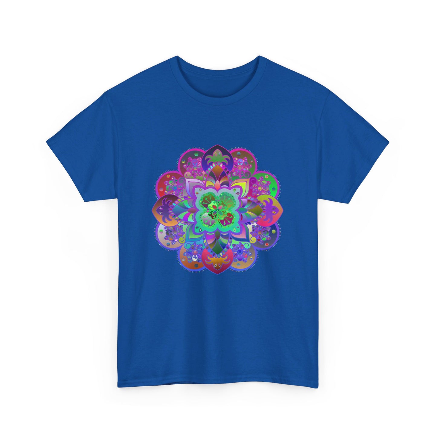 Unisex heavy cotton tee featuring mandala art design promoting mindfulness and yoga