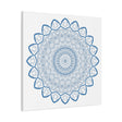 Beautiful steel blue handmade mandala design wall art on stretched matte canvas