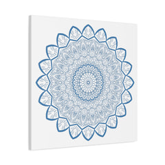 Beautiful steel blue handmade mandala design wall art on stretched matte canvas