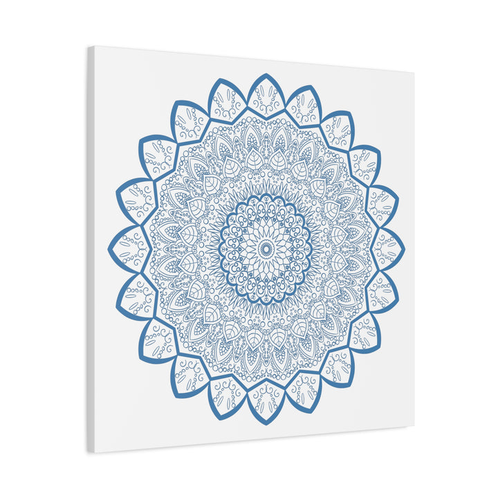 Beautiful steel blue handmade mandala design wall art on stretched matte canvas