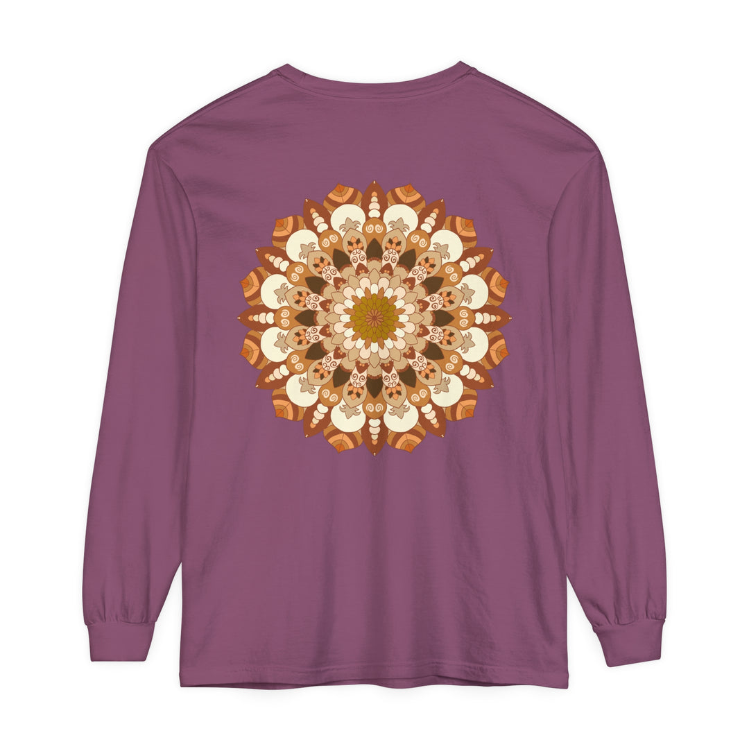 Black and white long sleeve t-shirt with detailed mandala pattern