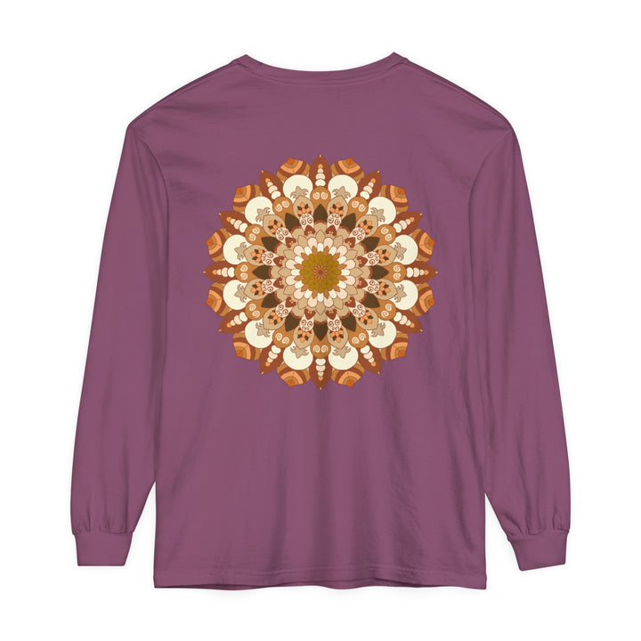 Black and white long sleeve t-shirt with detailed mandala pattern