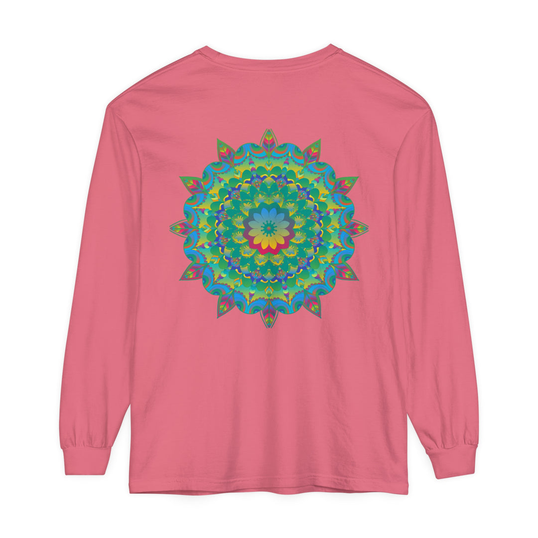 Colorful and intricate psychedelic mandala long sleeve t-shirt with vibrant design