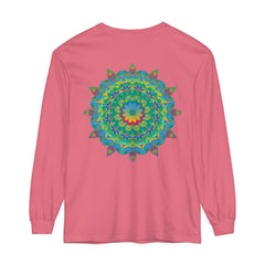 Colorful and intricate psychedelic mandala long sleeve t-shirt with vibrant design