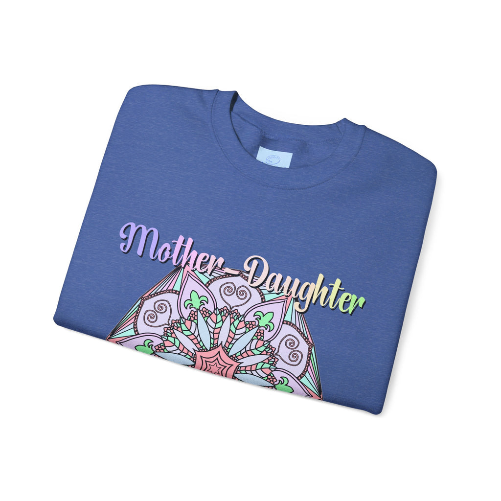 Mother-Daughter Bond Unisex Heavy Blend Crewneck Sweatshirt - the perfect birthday gift for Mom, featuring a heartwarming design symbolizing the special bond between mother and daughter