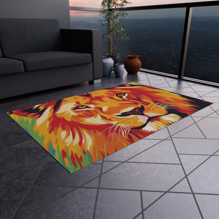 Lion Face Outdoor Rug – Vibrant Wildlife Doormat for Patio &amp; Porch
