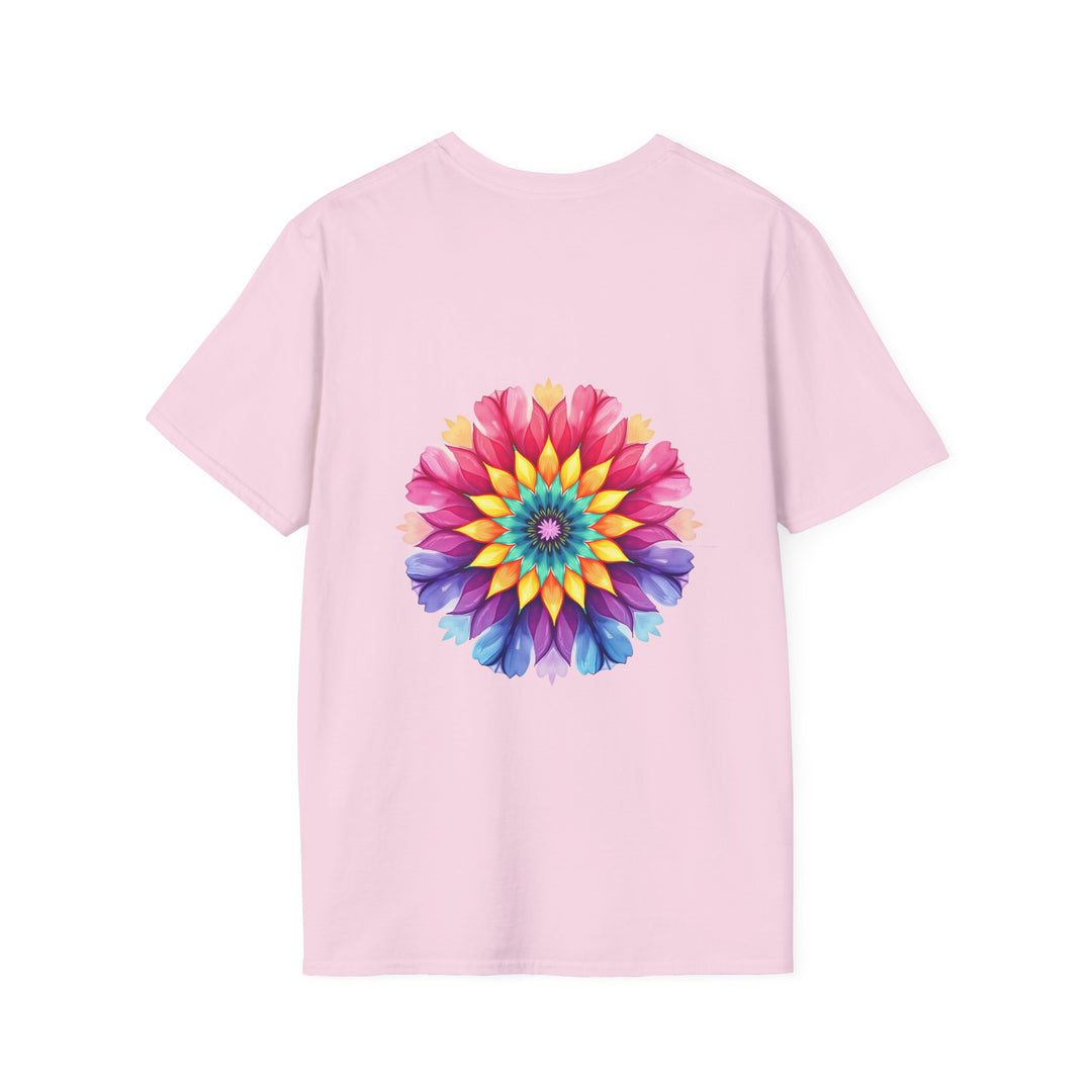 Beautiful floral mandala quote t-shirt with vibrant colors and intricate design