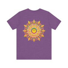 Vibrant mandala tee with intricate design and peaceful color palette
