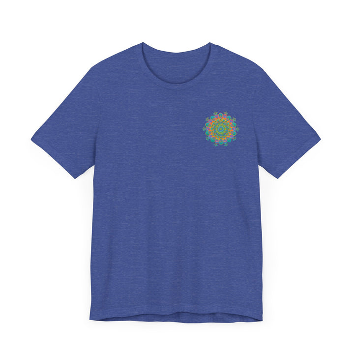 A colorful and intricate mandala design tee evoking spiritual peace and harmony