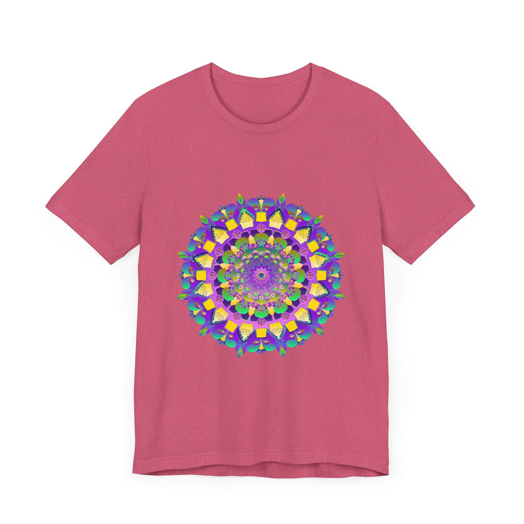 Beautiful and colorful Vibrant Mandala Tee featuring the words Peace & Harmony