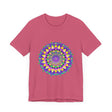Beautiful and colorful Vibrant Mandala Tee featuring the words Peace & Harmony
