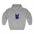  Side view of the Black Cat Watercolor Hoodie - Mystical Design showing the comfortable fit and drawstring hood 