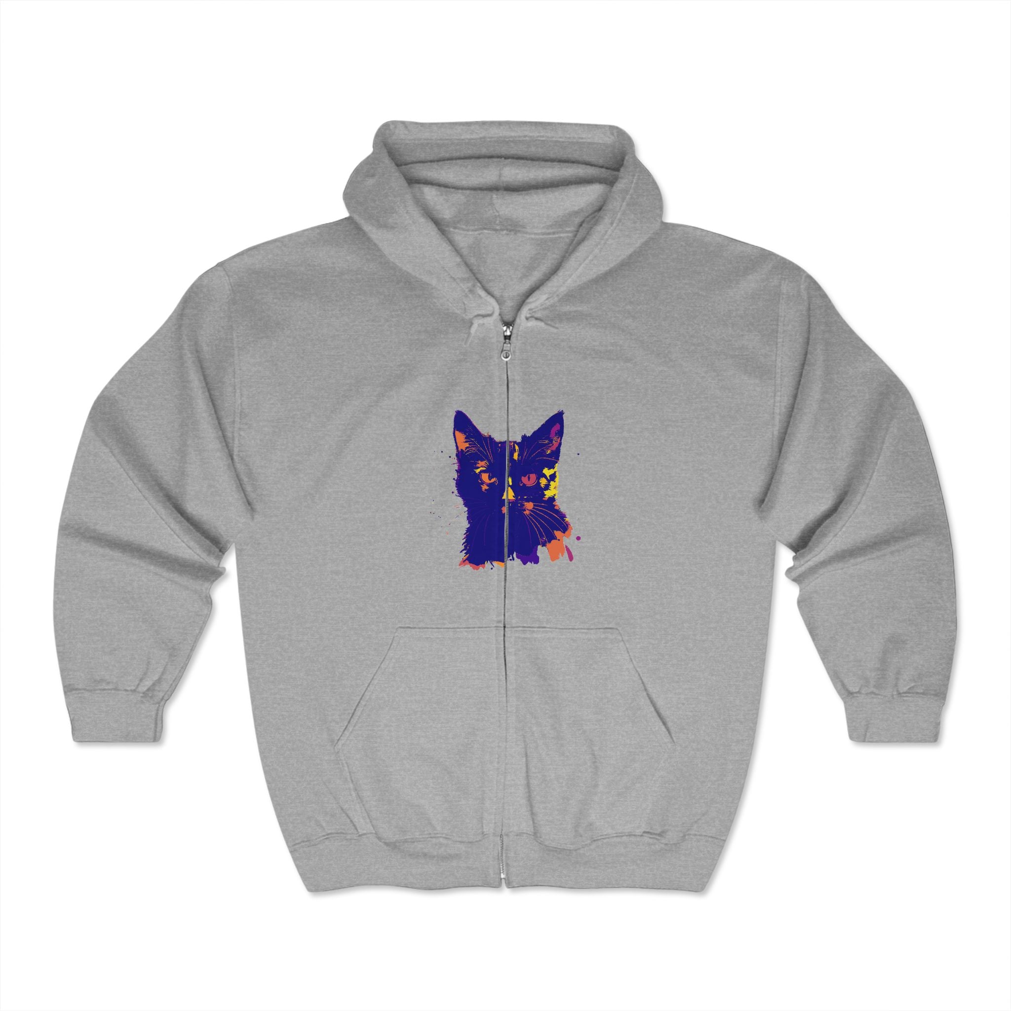  Side view of the Black Cat Watercolor Hoodie - Mystical Design showing the comfortable fit and drawstring hood 