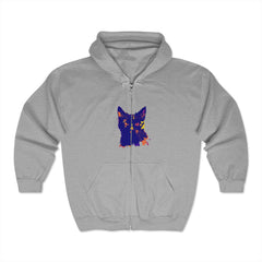  Side view of the Black Cat Watercolor Hoodie - Mystical Design showing the comfortable fit and drawstring hood 