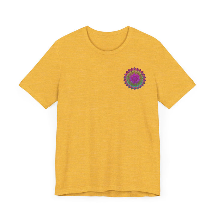 Vibrant mandala tee featuring intricate spiritual patterns for peace and harmony