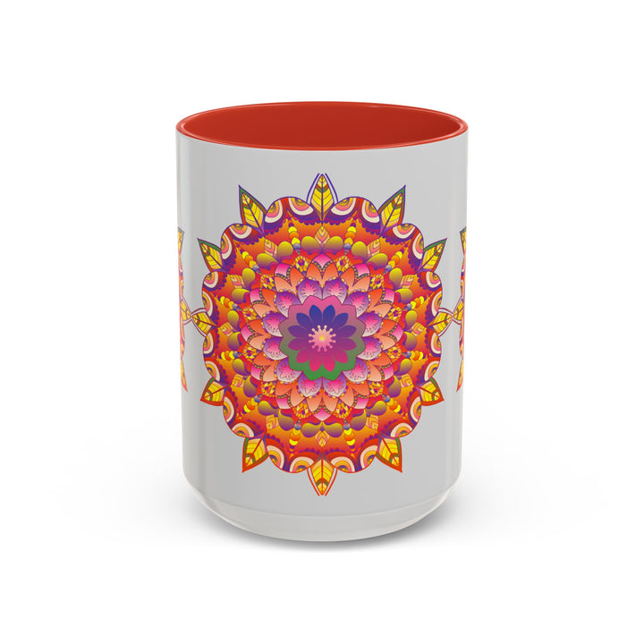 Beautiful ceramic mug with a colorful mandala floral design