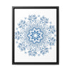 Handmade steel blue mandala design wall art on vertical gallery canvas wraps