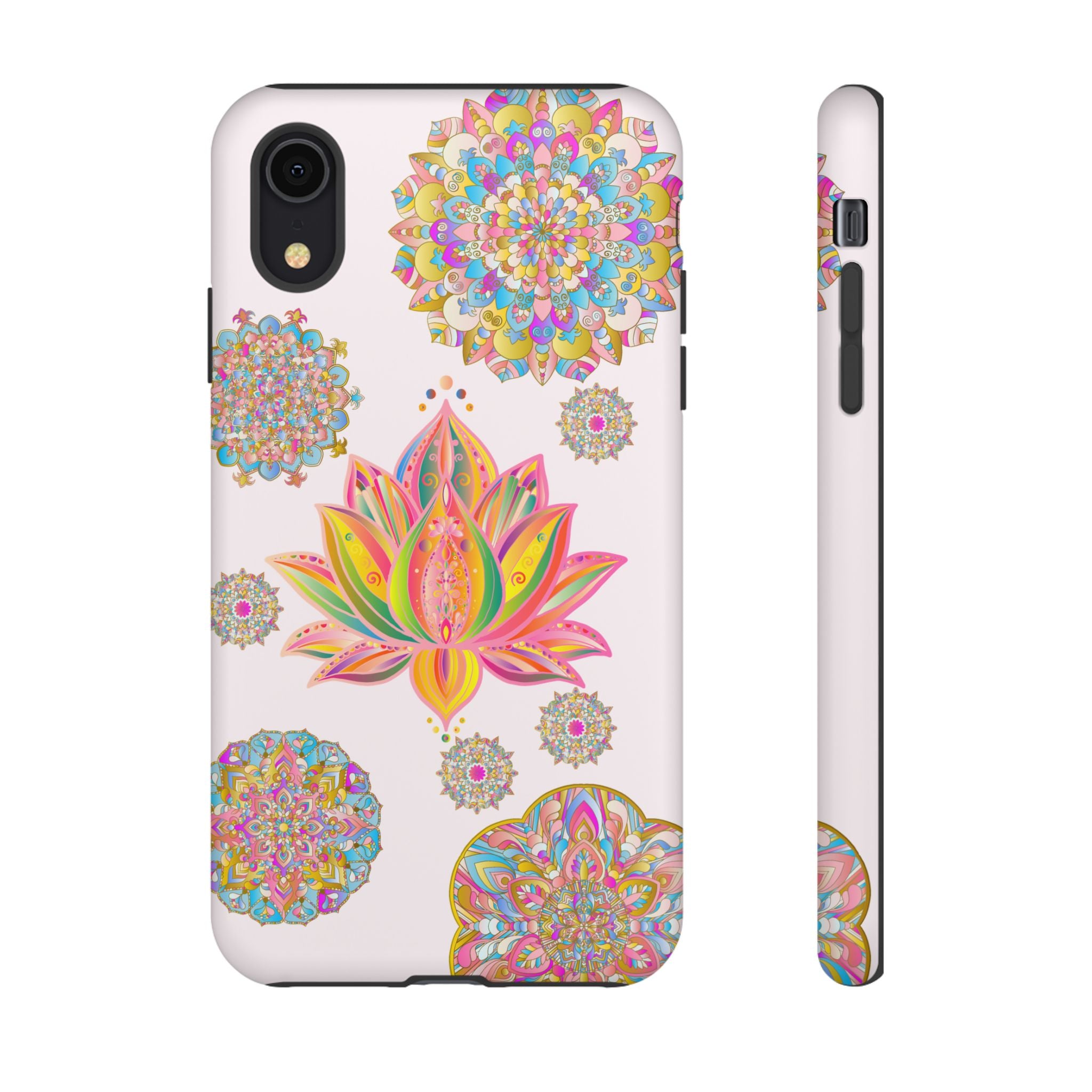 Light pink lotus flower mandala design phone case for stylish protection