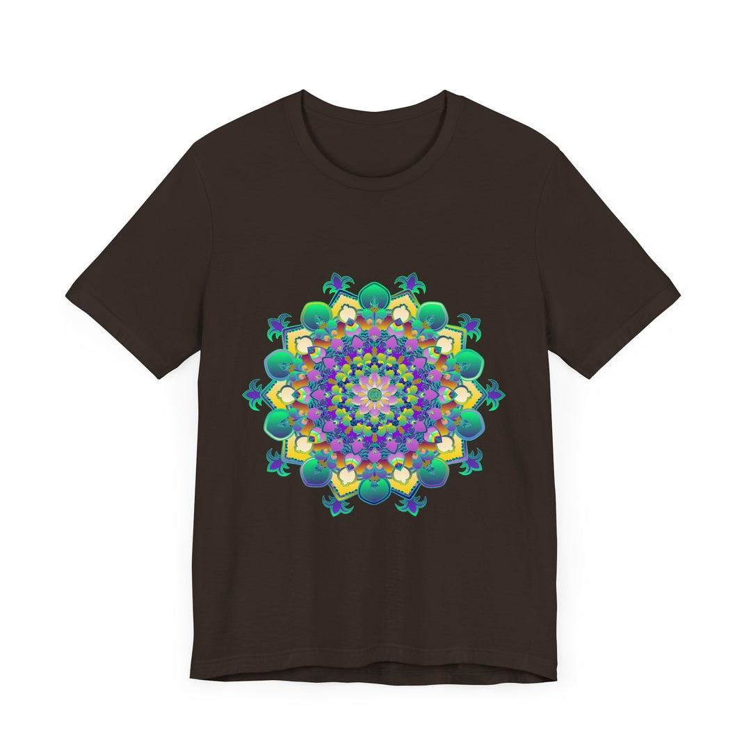 Colorful mandala meditation tee with intricate design for peace and tranquility