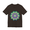 Colorful mandala meditation tee with intricate design for peace and tranquility