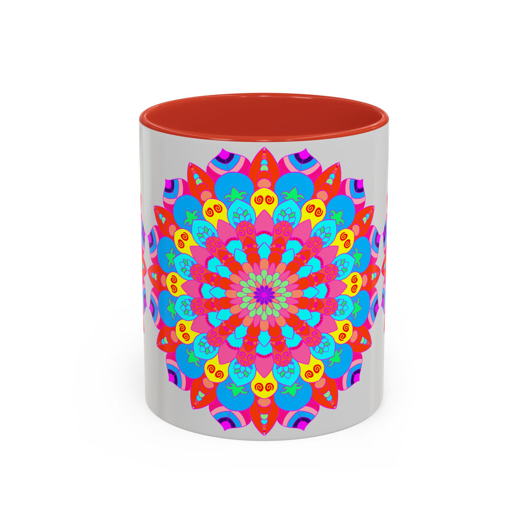 Beautiful ceramic mug with intricate mandala pattern in soothing colors