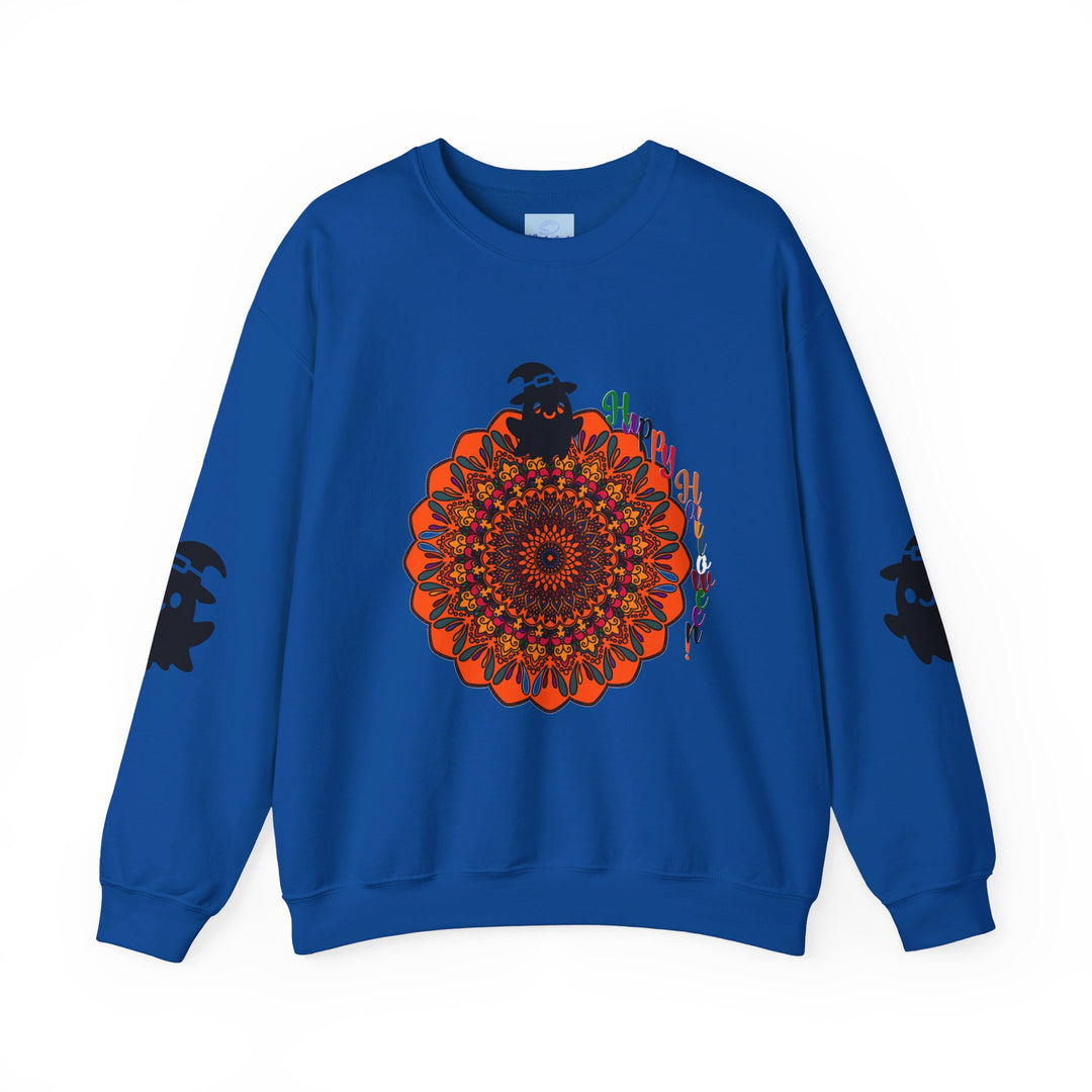 Handmade unisex crewneck sweatshirt with a striking and unique mandala ghost design