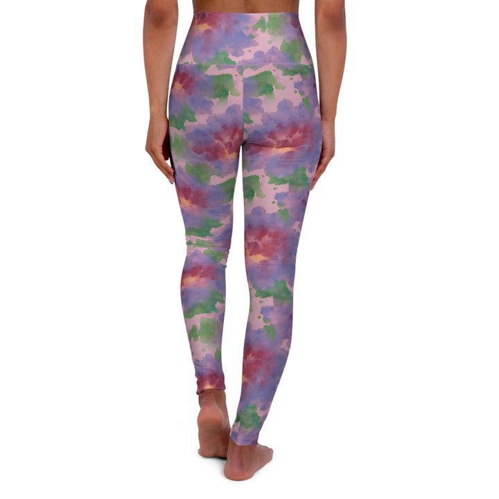 Watercolor Flower Yoga Leggings – Artistic Activewear for Gym & Pilates