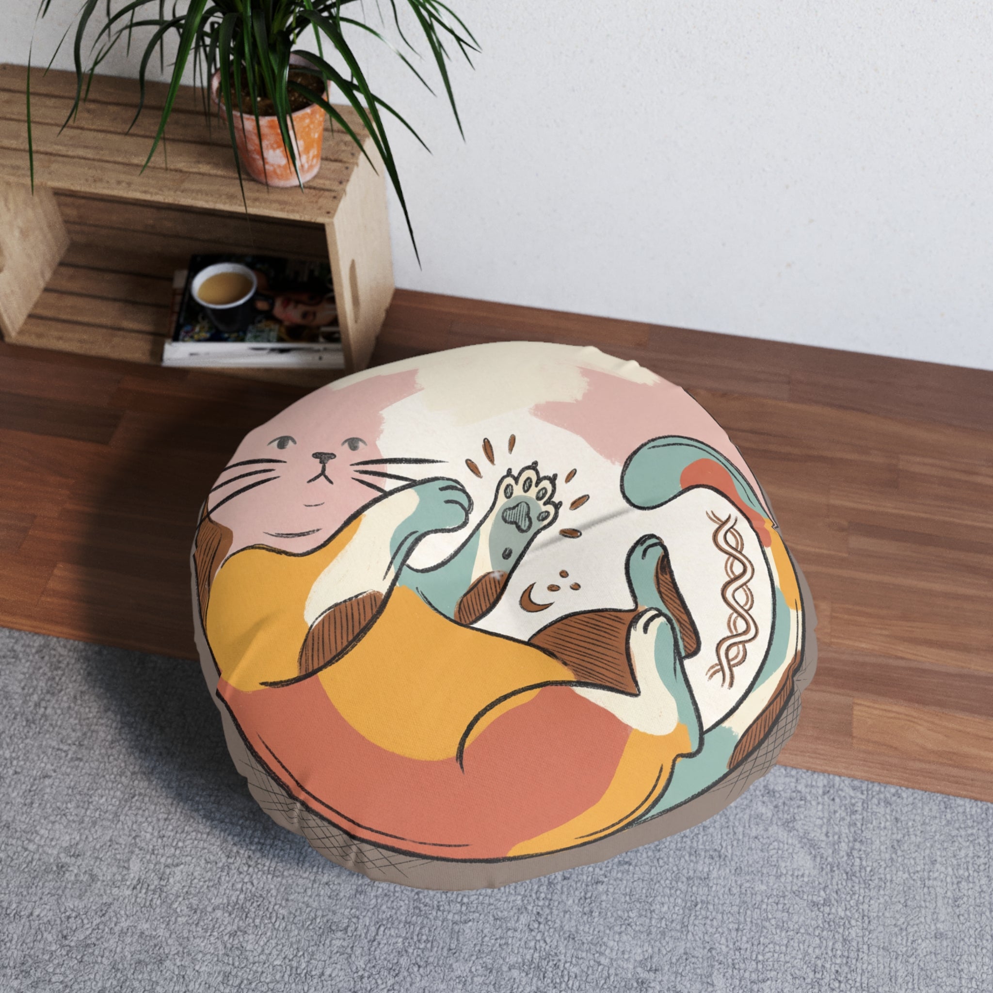 Playful Boho Cat Floor Cushion
