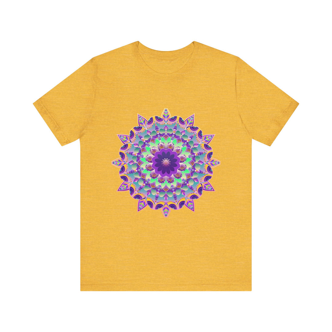 Vibrant purple mandala design t-shirt with psychedelic patterns and intricate details