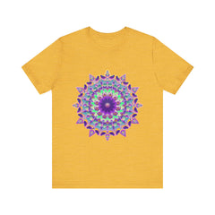 Vibrant purple mandala design t-shirt with psychedelic patterns and intricate details