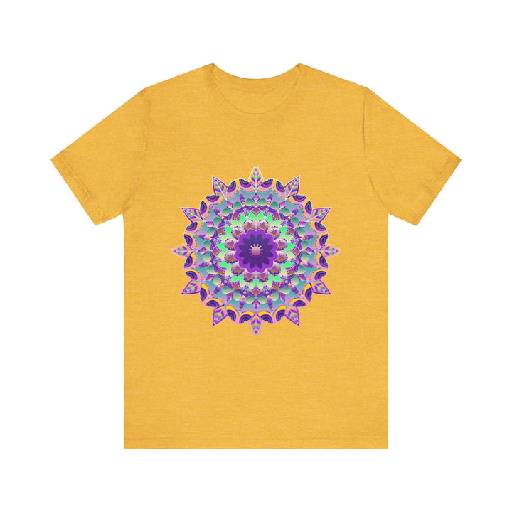 Vibrant purple mandala design t-shirt with psychedelic patterns and intricate details