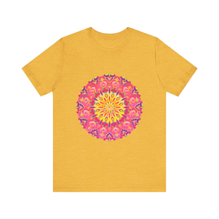 Vibrant Mandala T-Shirt featuring a colorful and symmetrical design, perfect for adding a pop of color to your wardrobe