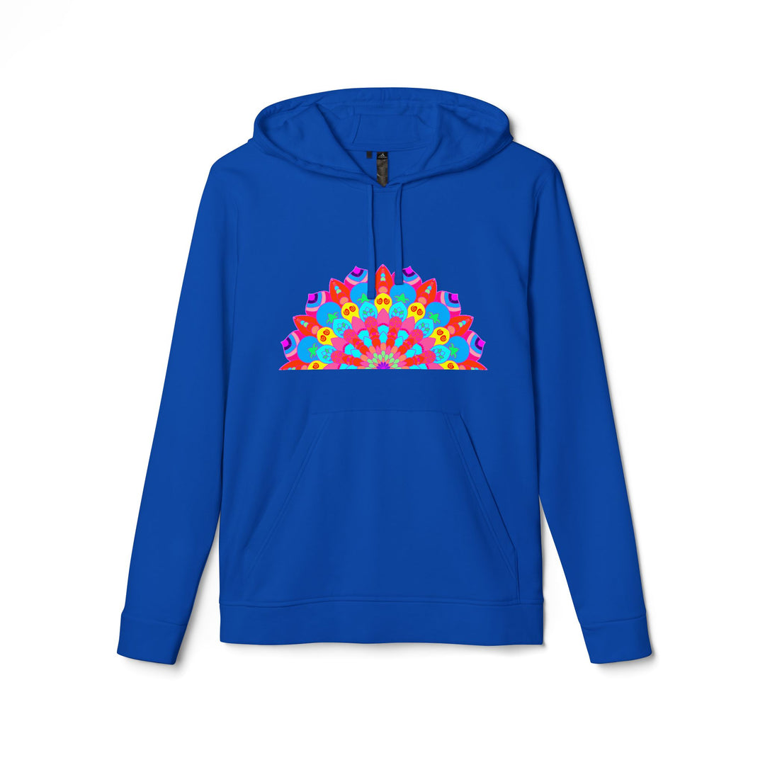 Blululi Adidas Mandala Fleece Hoodie in navy blue with intricate mandala design and cozy fleece material for ultimate comfort and style