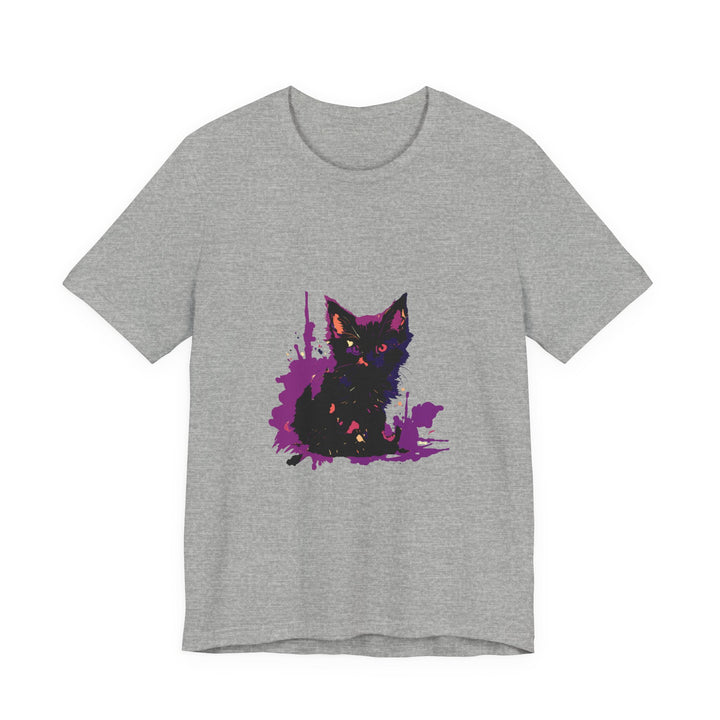 Black Cat Mystery - Purple Paint Splatter T-Shirt
