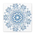 Handmade Mandala Art with Steel Blue Mandala Design Wall Art on Matte Canvas, Stretched to 125 inches