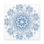 Handmade Mandala Art with Steel Blue Mandala Design Wall Art on Matte Canvas, Stretched to 125 inches