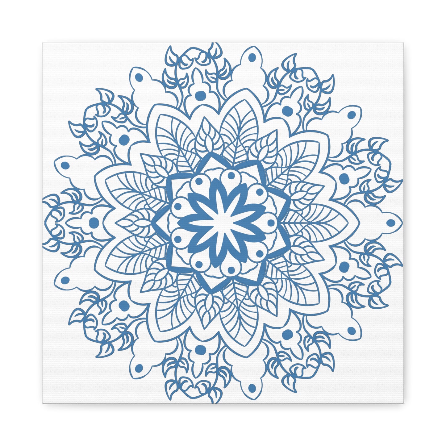 Handmade Mandala Art with Steel Blue Mandala Design Wall Art on Matte Canvas, Stretched to 125 inches