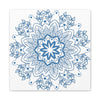 Handmade Mandala Art with Steel Blue Mandala Design Wall Art on Matte Canvas, Stretched to 125 inches